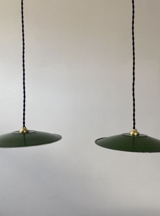 LOT 2 ANCIENNES SUSPENSION EMAILLEES VERTES  VINTAGE