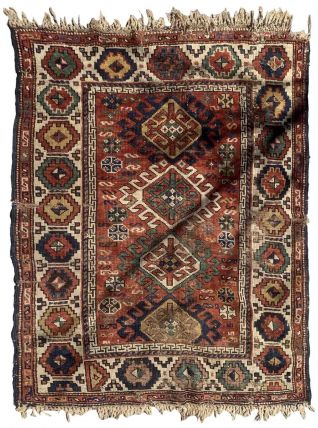 Tapis ancien Caucasien Kazak fait main, 1B934