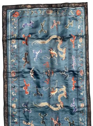 Tapis ancien Chinois textile en soie fait main, 1B940