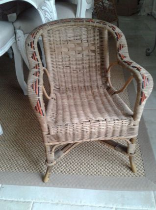 Fauteuil enfant ancien rotin et bambou