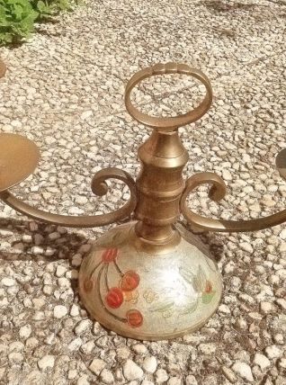 chandelier, bougeoir 2 feux, laiton