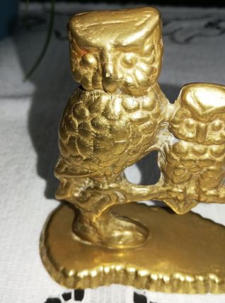 Chouette (hibou) et son petit, presse papiers 