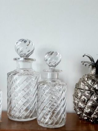 Trio de flacons cristal Baccarat modèle Bambou , vers 1910