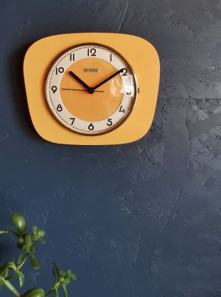 Horloge formica vintage pendule silencieuse Manufrance orang