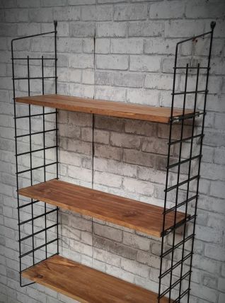 GRANDE etagere  scandinave  1960 a 70  3 tablettes  bois bru