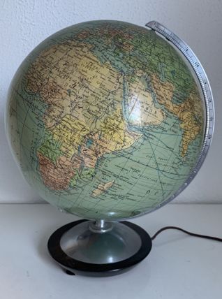 Globe vintage 1950 terrestre verre Colomb édition politique 