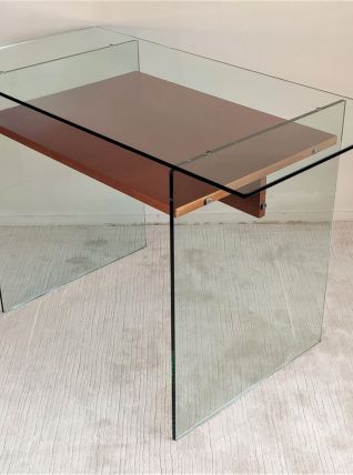 Très beau bureau en verre et bois  ARTELANO