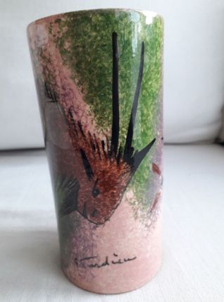 Vase en céramique au décor animalier de Georges Tardieu