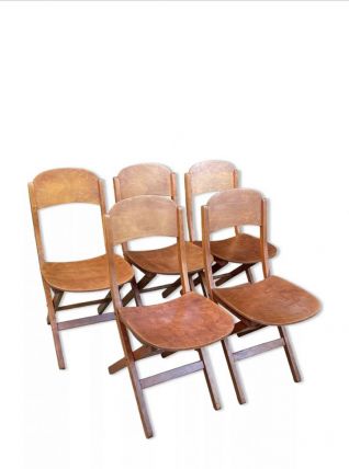 Série de 5 chaises pliantes vintage