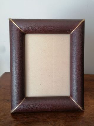 CADRE PHOTO ANTIPARASITE - ANNEES 20 - CUIR MARRON