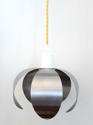 Suspension fleur en acier brossé 1970