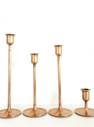 Set de bougeoirs scandinaves en laiton 1950