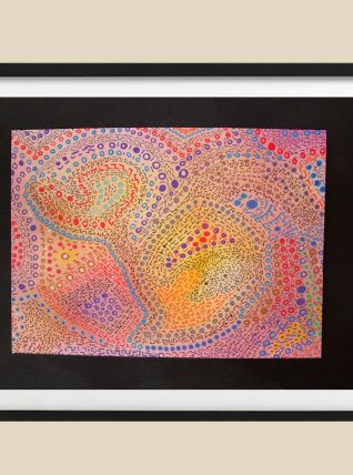 Dessin pièce unique d'inspiration art aborigène, mandala