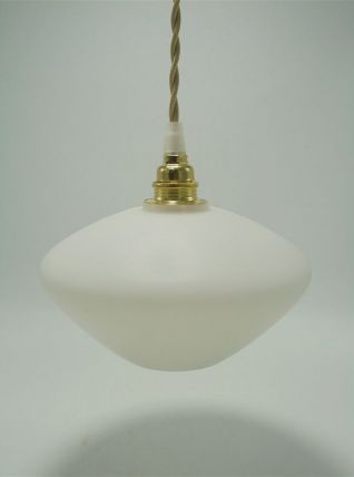Suspension en verre blanc satiné