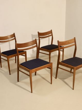 Lot de 4 chaises vintage scandinaves en chêne année 60  Ref.