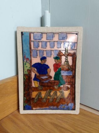 Tableau émail de grand feu abbaye Saint-Martin à Ligugé