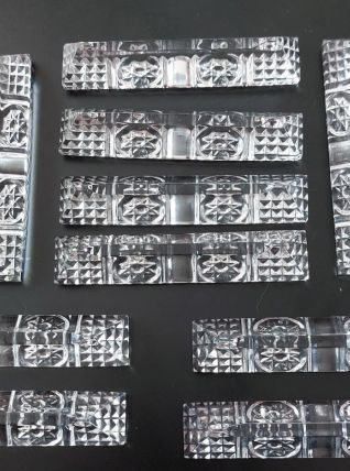 coffret de 12 portes couteaux en cristal 1950 vintage