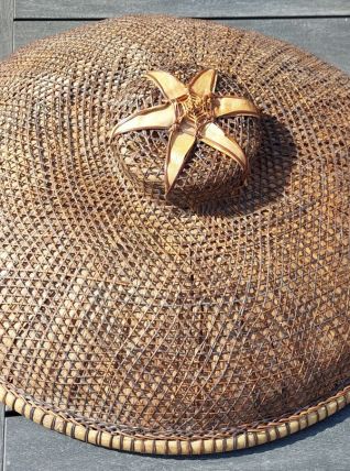 AUTHENTIQUE CHAPEAU DE TRAVAIL ASIATIQUE EN RIZIERE VINTAGE