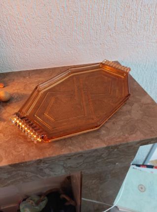 plateau verre marron art déco  1910 1930. VINTAGE. 31*18*2