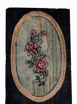 Tapis vintage Américain Hooked fait main, 1C983