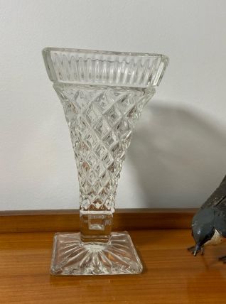 Vase en verre moulé pressé vintage 1960