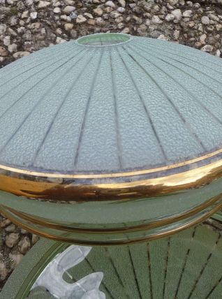 suspensions  en verre givré , vintage