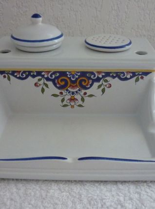 Encrier Faïence décors Rouen 1993 Jamais Servi