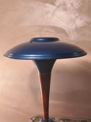 lampe champignon  bleu metal  1940 a 55  tres belle h39x29 p