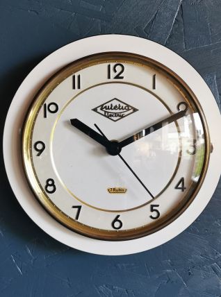 Horloge formica vintage pendule murale silencieuse Lutetia 