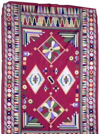 Tapis vintage Français Tapisserie abstraite fait main, 1P118