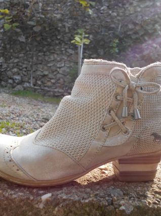 MUSTANG BOTTINES T 36 GRIS PALE ARGENTE QUASI NEUF