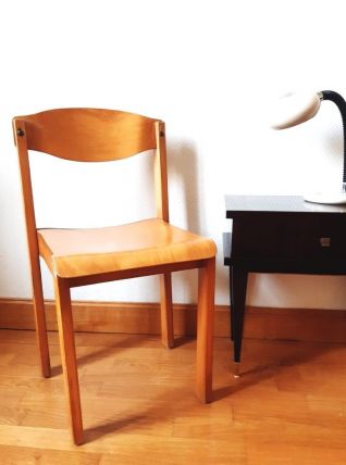Chaise en hêtre, style Roland Rainer 1960 