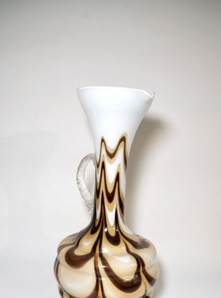 Vase verre murano Carlo Moretti vintage en opaline, 1970
