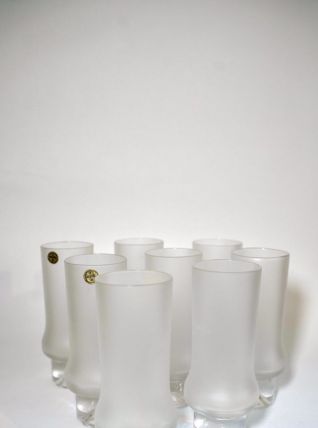 8 verres vintages en cristal dépoli, années 70, Allemagne