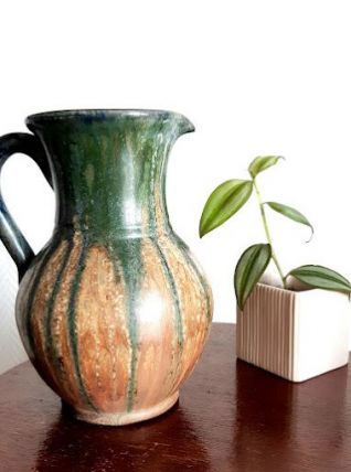 Grand pichet en céramique signé vintage 