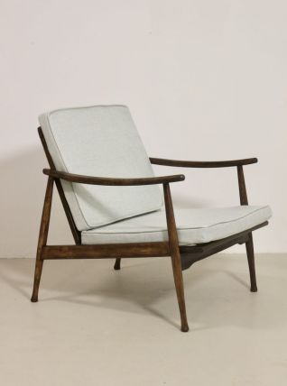 Fauteuil scandinave 1960 accoudoirs incurvés. Réf Jam.