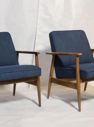 Paire de fauteuil création par M. Zieliński année 60 tissu b
