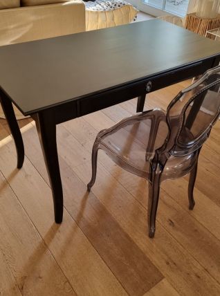 coiffeuse bureau brun noir en pin massif