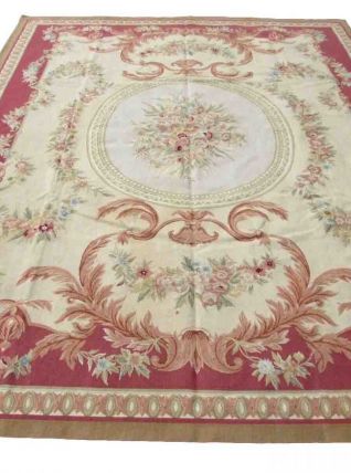 Tapis vintage Français Aubusson fait main, 1Q11