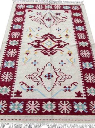 Tapis vintage Indien Dhurri fait main, 1Q12