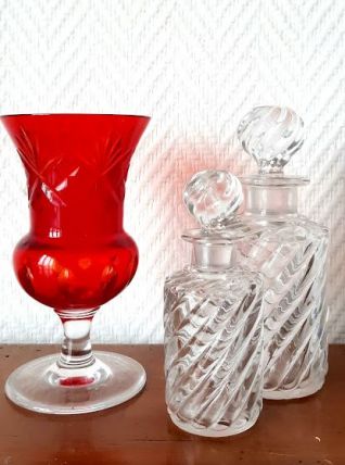 Vase cristal de bayel rouge  bohème 