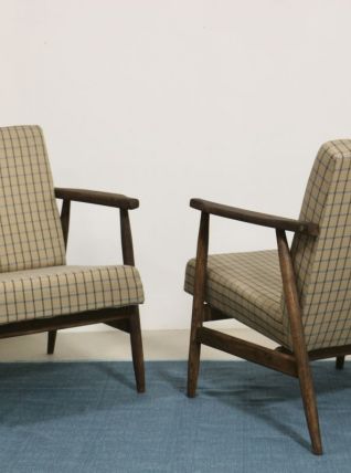 Paire de fauteuils Henryk lis 300-190 années 1970 tissu carr