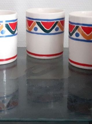 5 Tasses/ Mugs Mobil arcopal. Années 70.