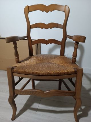 Fauteuil bois et paille style provençal.