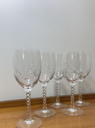Set de 5 verres à vin en cristal taillé 1970