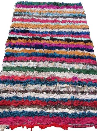 Tapis vintage Marocain Boucherouite fait main, 1Q19