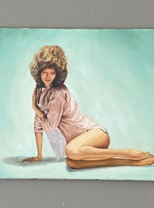 Huile sur toile. 1970. «femme assise». 46x33. 