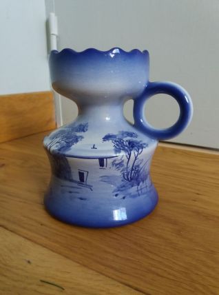 Bougeoir vase céramique décor peint à la main