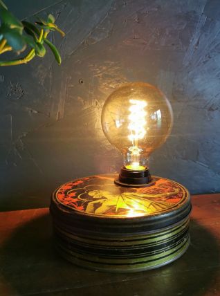 Lampe vintage chevet salon bureau boîte en fer "Dieu Grec"