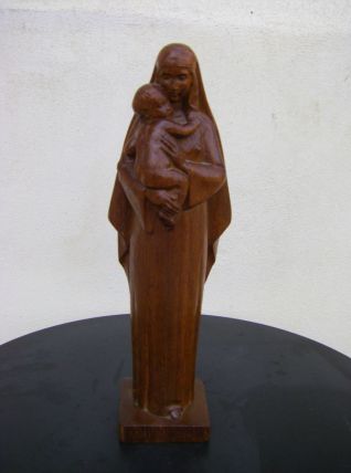Vierge à l'enfant  en bois 